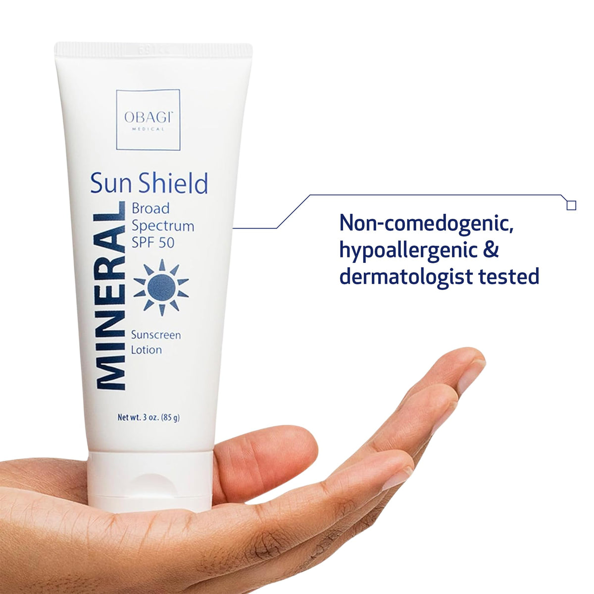Obagi Sun Shield Mineral creamy texture close-up showing quick-absorbing formula