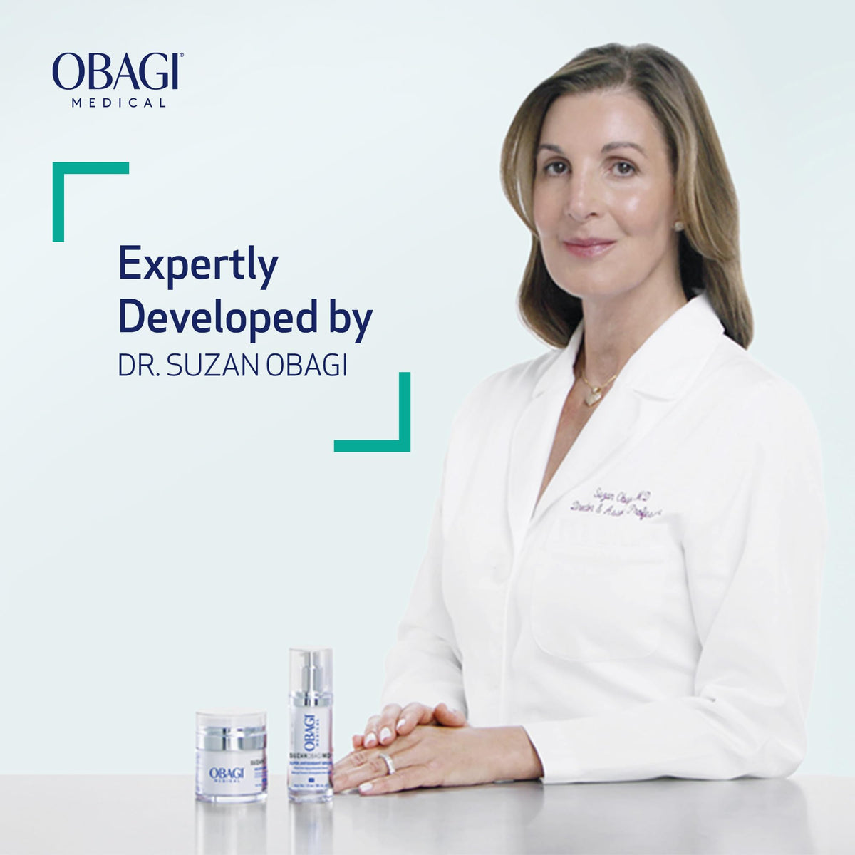 Obagi SUZANOBAGIMD application on finger showing easy absorption and non-greasy finish