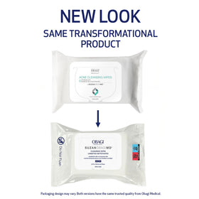 Obagi Medical wipe close-up texture showing solution saturation for quick cleanse