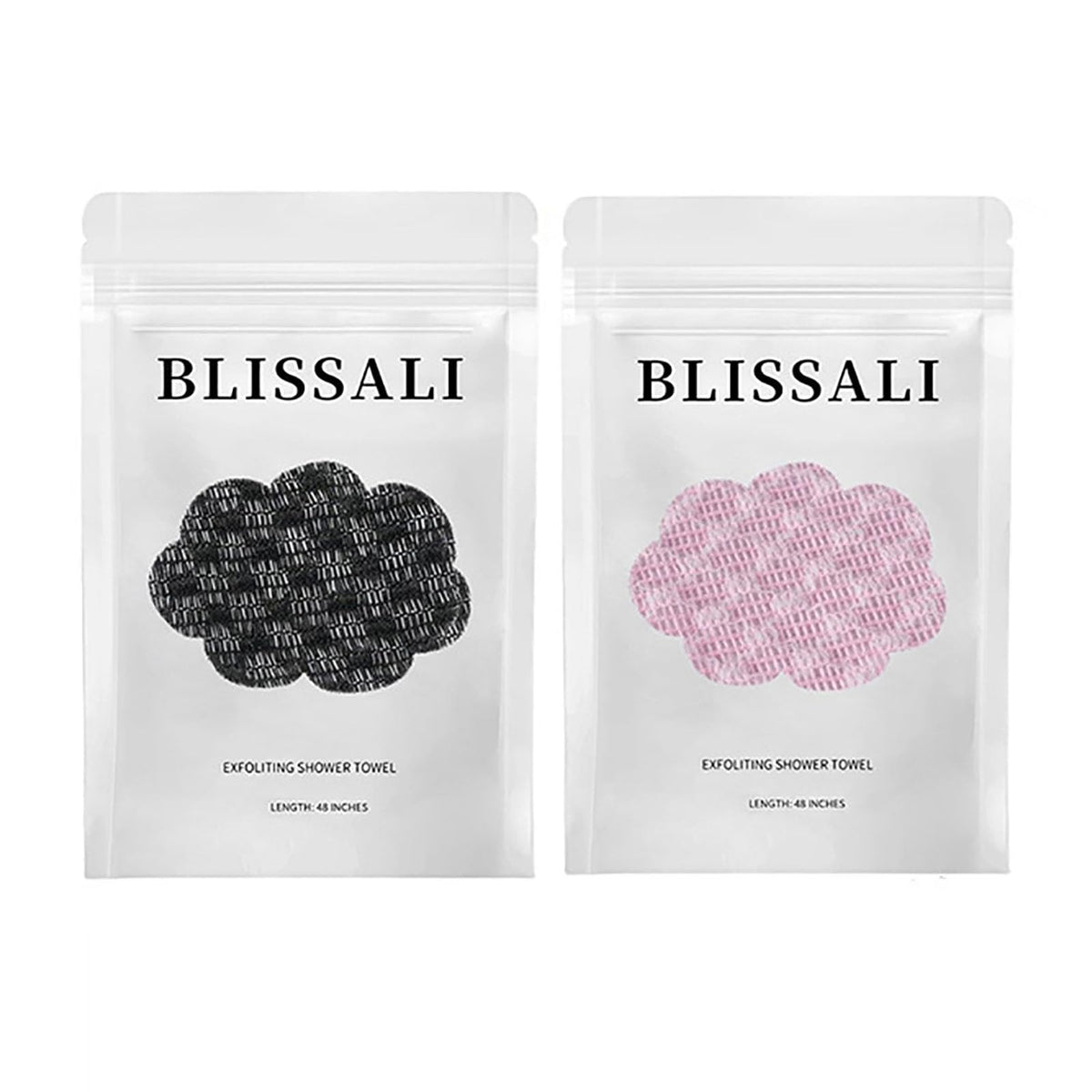 Obemary Blissal front packaging showing two 48-inch towels for efficient exfoliation