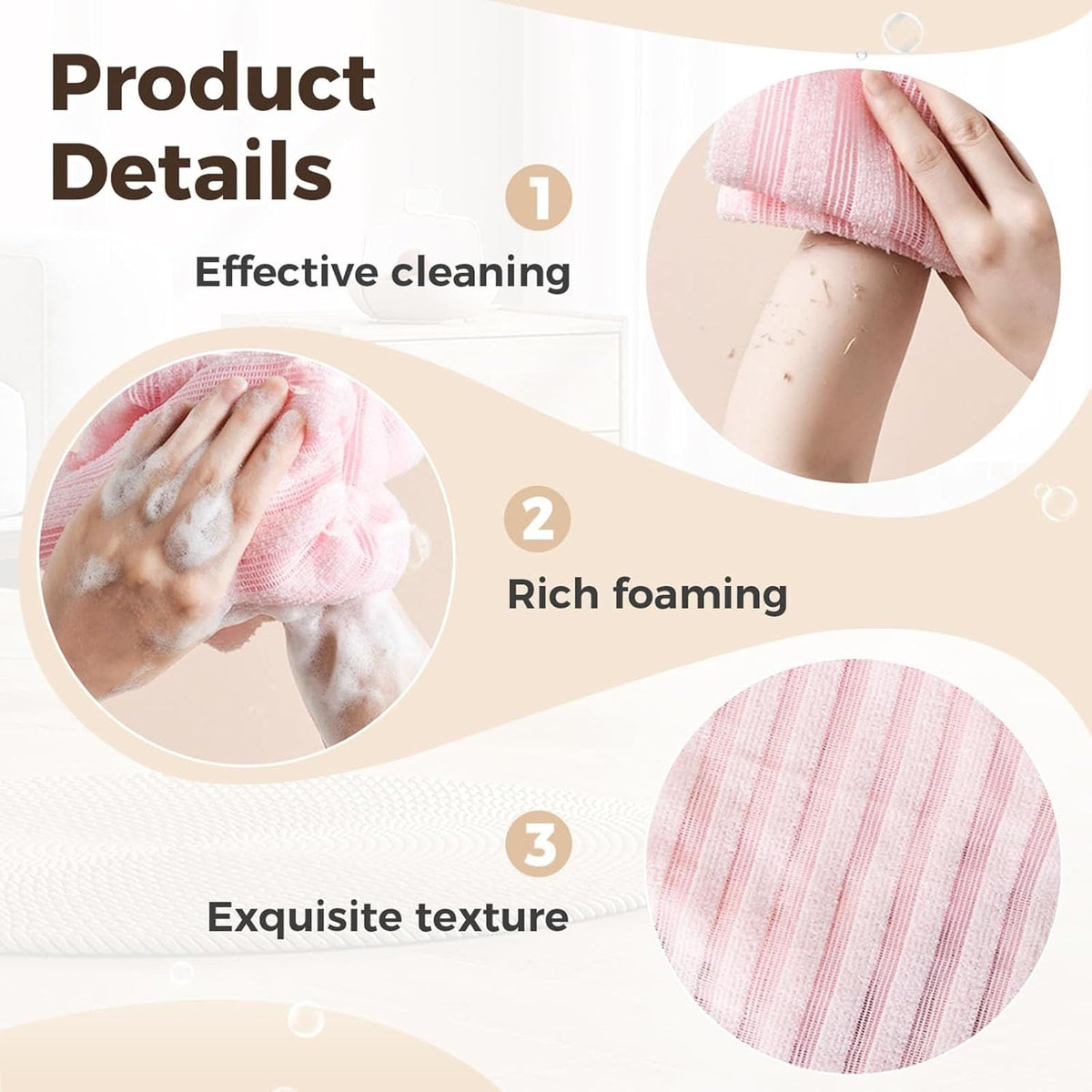 Obemary Blissal lathered with soap demonstrating effective cleansing in shower