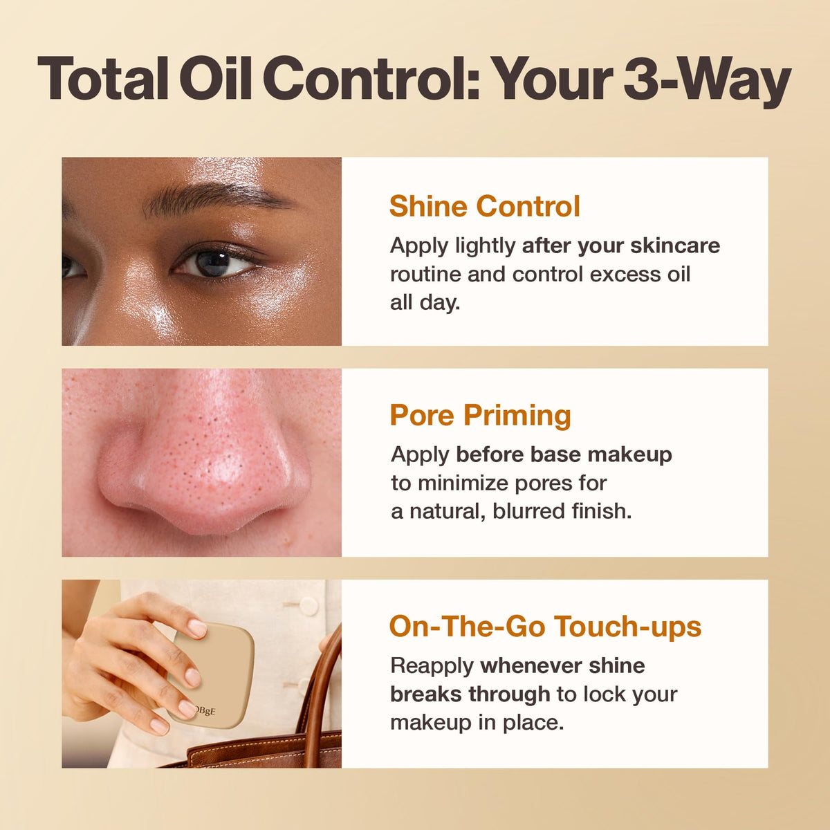 OBgE before and after pore blur comparison highlighting smoother skin