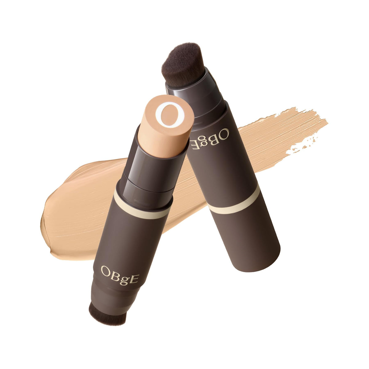 OBgE front packaging showing compact stick and shade 23 Beige benefits quick coverage