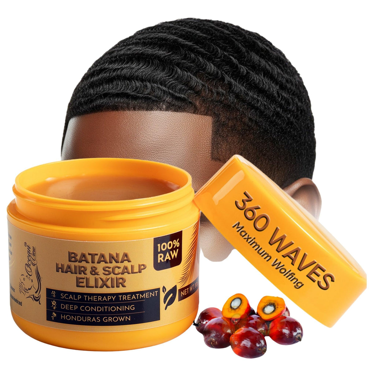 Ocean View Deep Waves Pomade front jar showing brand and hold benefits