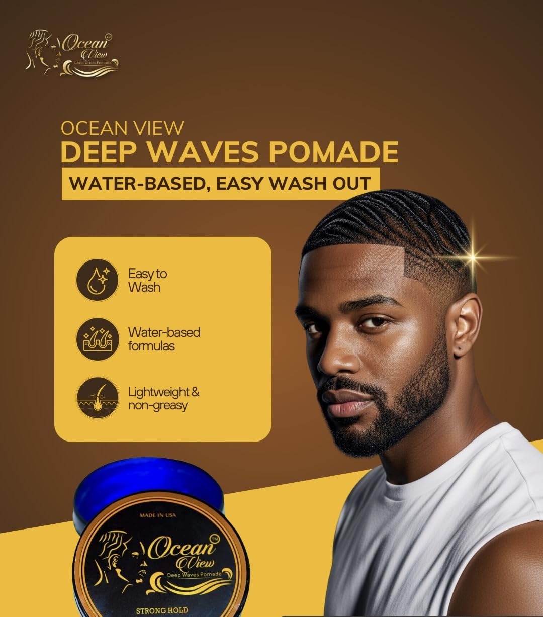 Ocean View Deep Waves Pomade being scooped onto hand demonstrating easy spreading