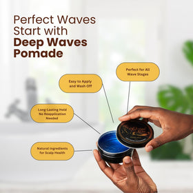Ocean View Deep Waves Pomade before-and-after wave training showing improved wave depth