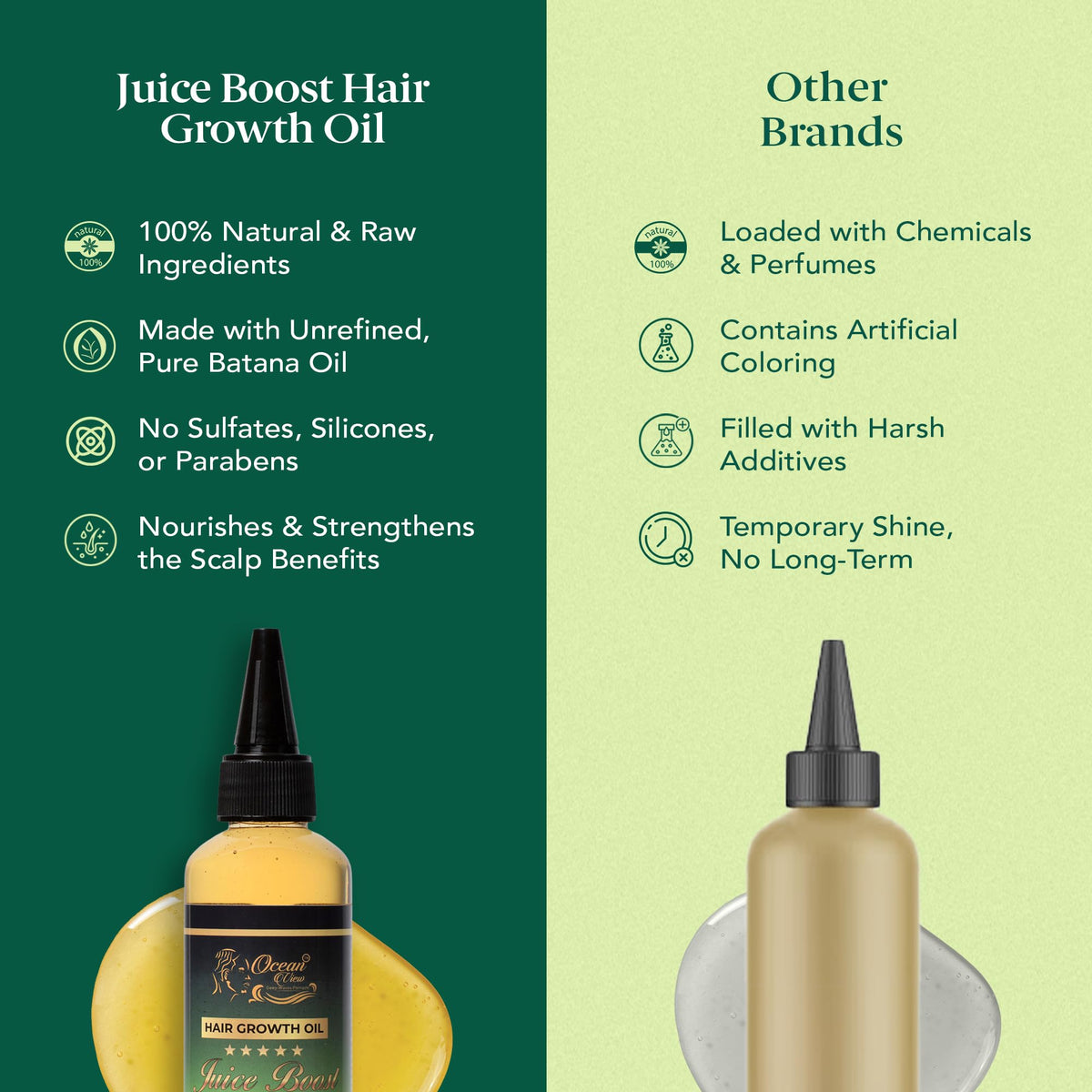OCEAN VIEW DEEP WAVES POMADE bottle next to hand showing 100ml size and portability
