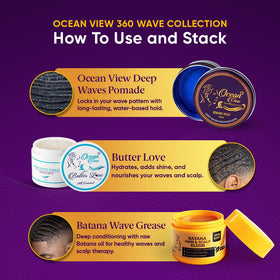 Ocean View Deep Waves Pomade 4 oz jar in hand showing size and portability