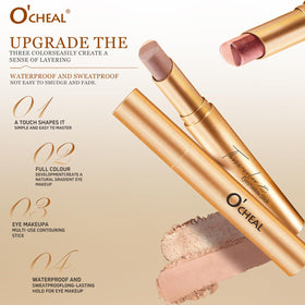 O'CHEAL stick tip detail demonstrating three-shade gradient for quick application