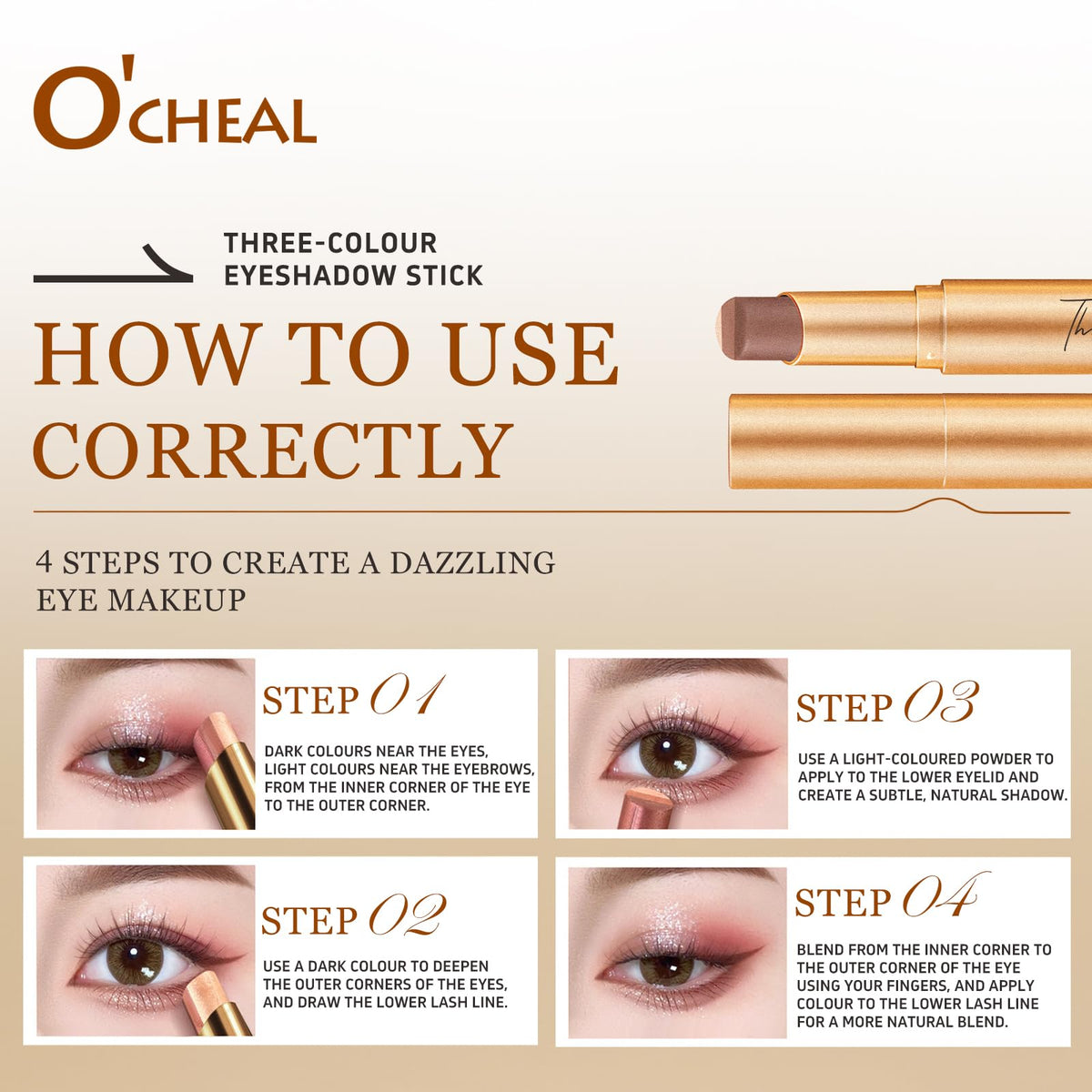 O'CHEAL swatches on skin showing shade range and color payoff