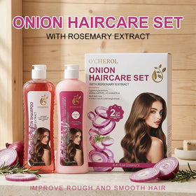 O'CHEROL label close-up highlighting biotin, onion extract, and rosemary benefits