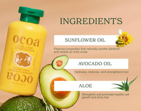 OCOA close-up avocado oil drip illustrating nourishing oils for improved softness
