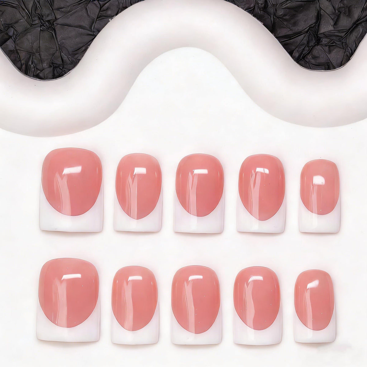 OCOUYVD close-up of white French tip detail highlighting crisp salon finish