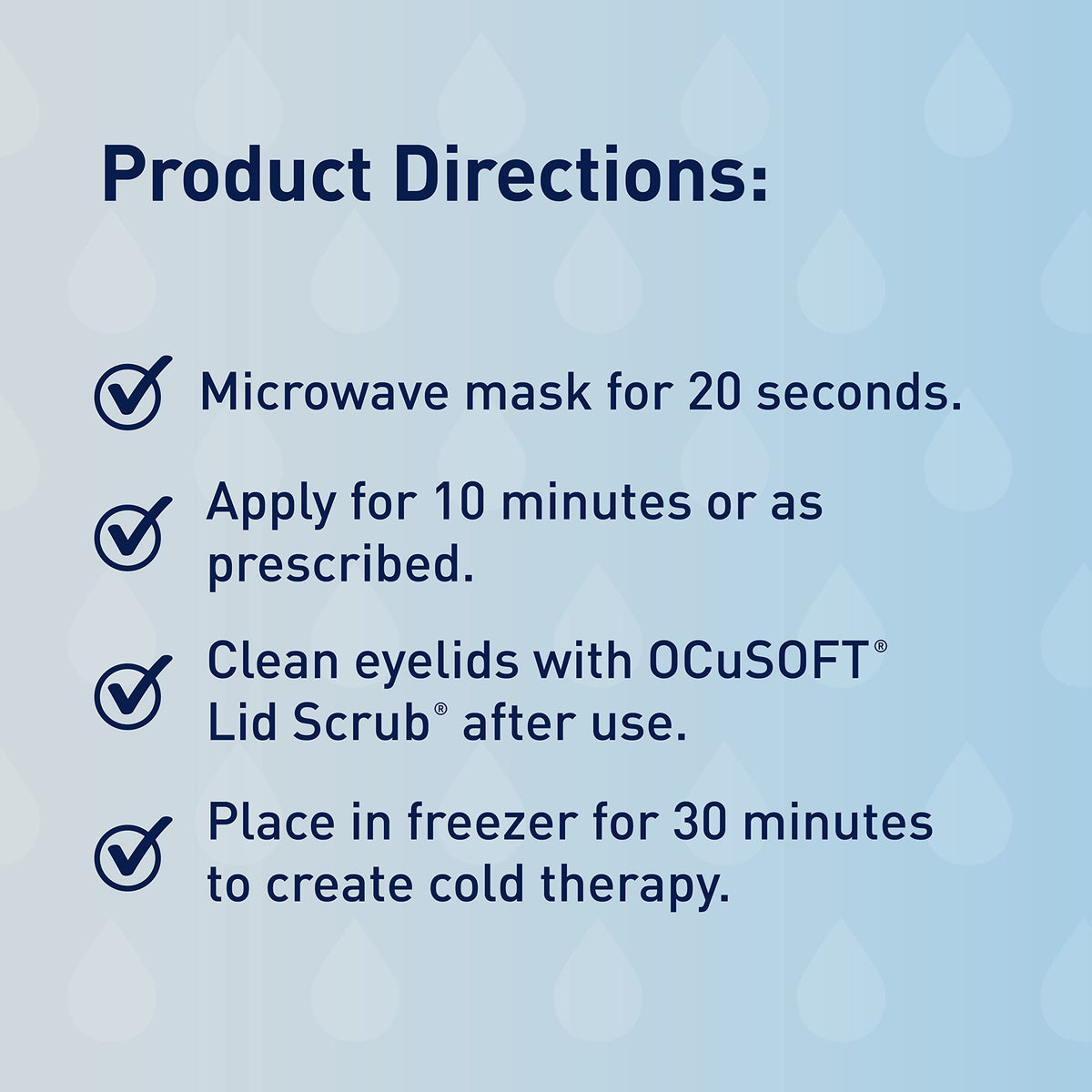 OCuSOFT Ocusoft Dry Eye Mask Basic label and features highlighting fast 20-second heat-up benefit