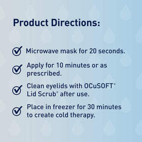 OCuSOFT Ocusoft Dry Eye Mask Basic label and features highlighting fast 20-second heat-up benefit