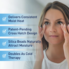 OCuSOFT Ocusoft Dry Eye Mask Basic next to a hand to show scale and portable convenience