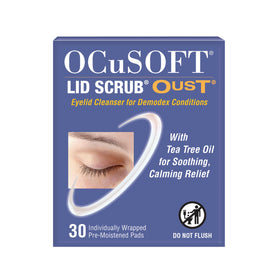 OCuSOFT front packaging showing 30-pad count and clear labeling benefit