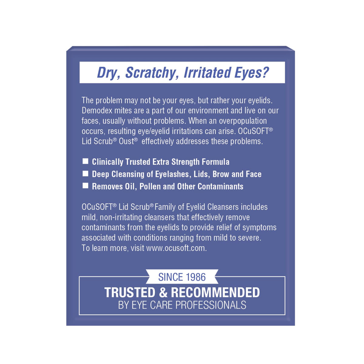 OCuSOFT close-up of pre-moistened pad texture showing gentle cleansing