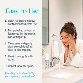 OCuSOFT bottle in shower scene demonstrating convenient use while bathing