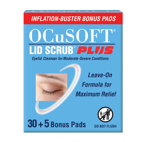 OCuSOFT front packaging showing 35 count and 5 bonus pads, clear product information