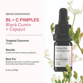 Odacité BL+C dropper with oil texture highlighting concentrated formula