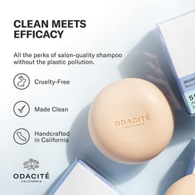 ODACITE shampoo bar stored in a metal tin for plastic-free travel and easy packing