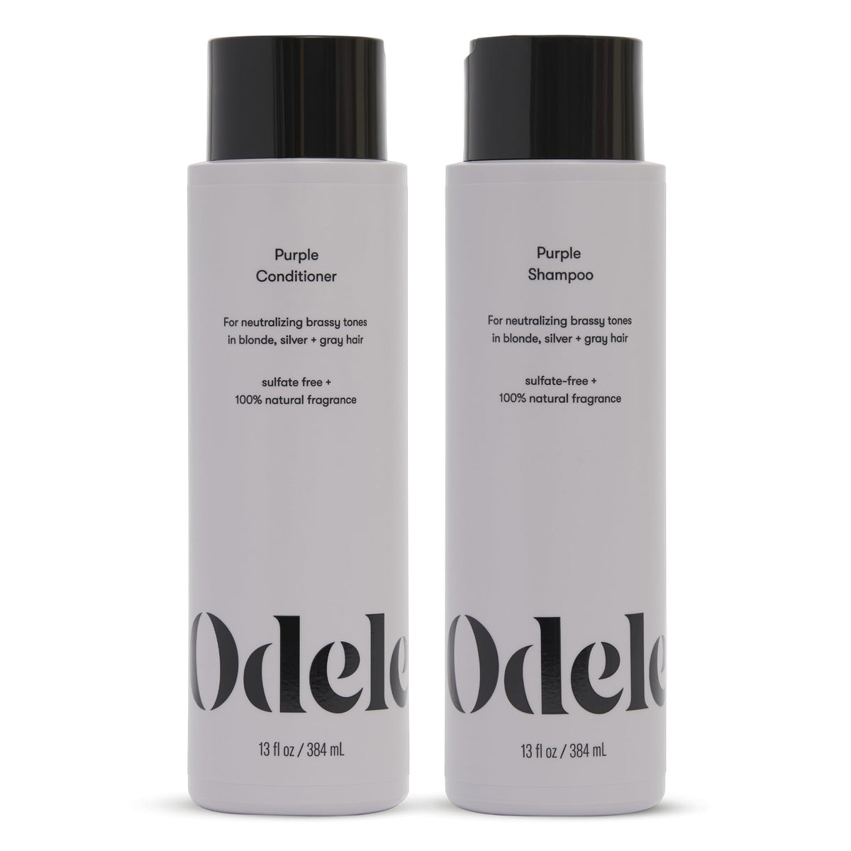 Odele front packaging showing shampoo and conditioner, promotes tone correction