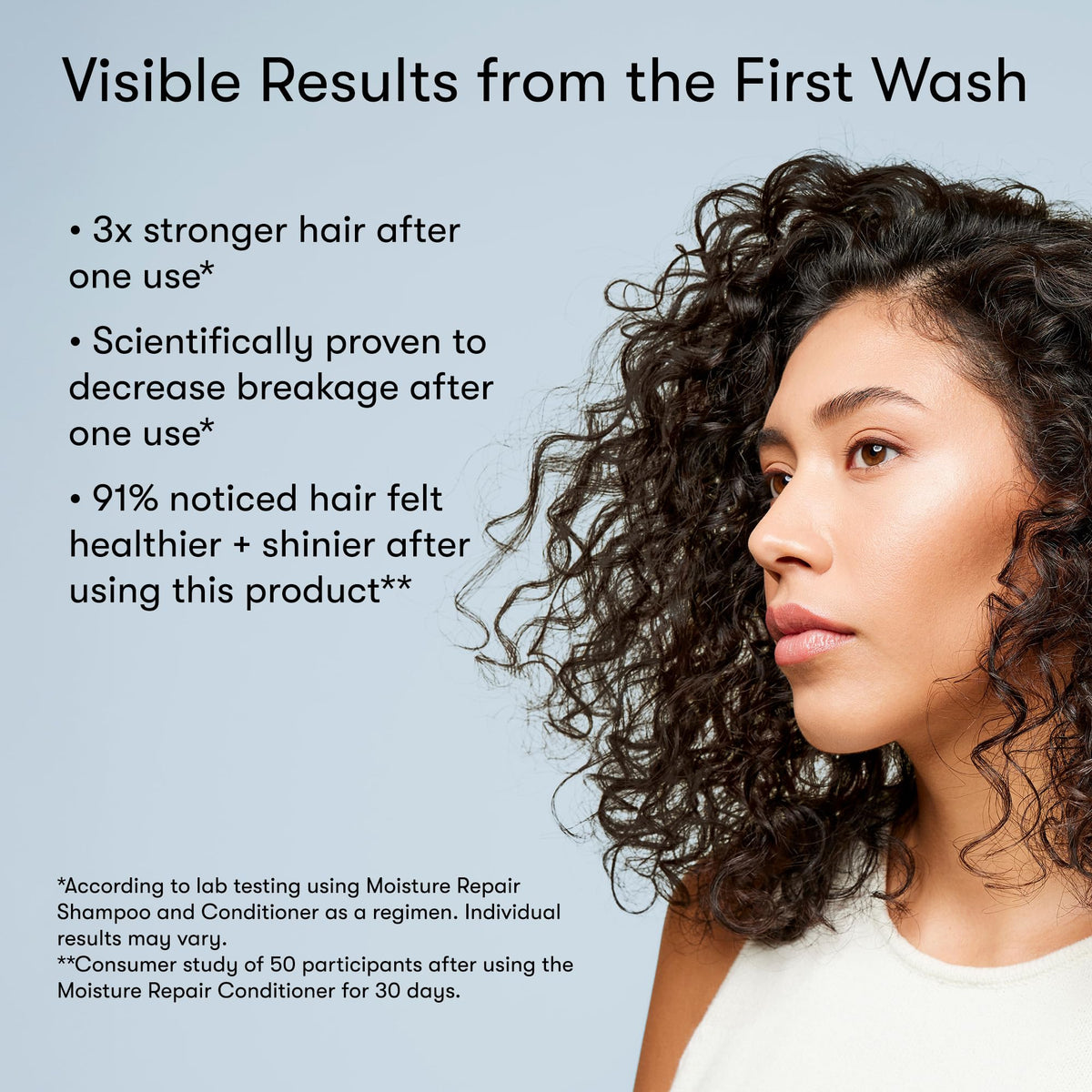 Odele in use lather on wet hair to demonstrate gentle sulfate-free cleansing