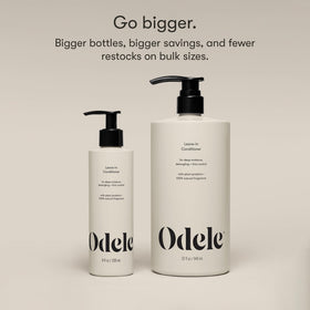Odele on a bathroom shelf styling setup conveying daily routine convenience