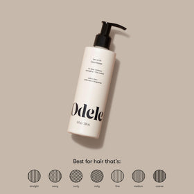 Odele leave-in conditioner texture close-up showing lightweight, creamy consistency