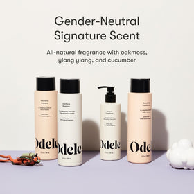Odele bottles next to hand for size comparison and travel-friendly benefit
