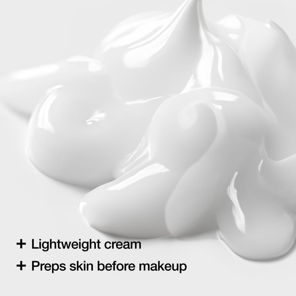 ODELOI application step showing cream applied to cheeks for smoother makeup base