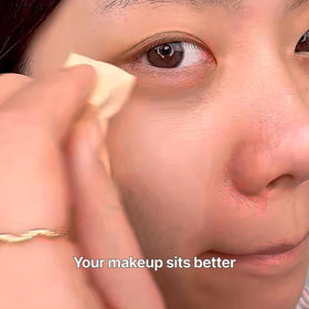 ODELOI serum applied to face demonstrating targeted wrinkle improvement