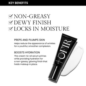 OFIR skin close-up after application showing dewy, plumped finish