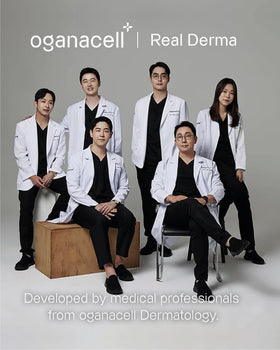 OGANACELL ingredient label showing DERX Complex and hydrating claims benefit