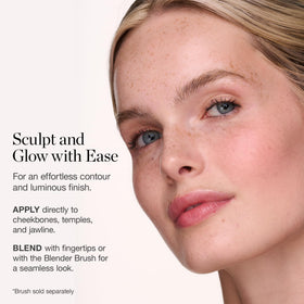 Ogee applying blush stick on cheek demonstrating quick, buildable color