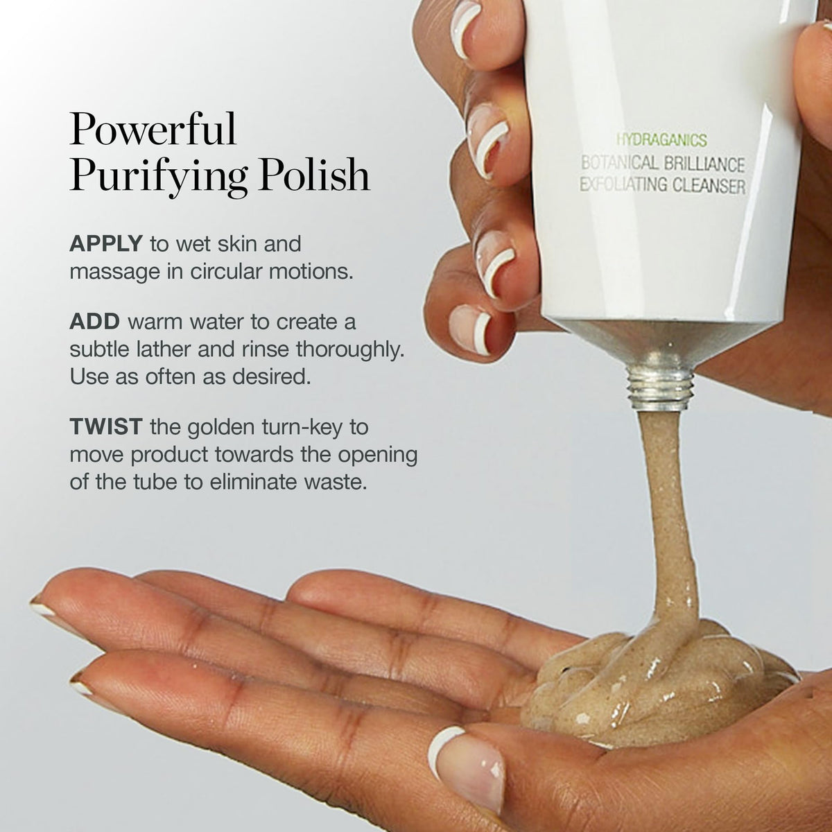 Ogee cleanser in hand during application showing easy use and rinseability