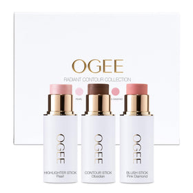 Ogee face stick trio front packaging showing all three sticks and benefits