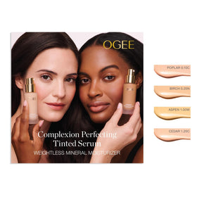Ogee foundation poured near jojoba oil bottle showing hydration benefit