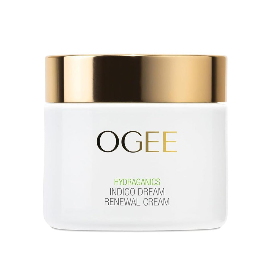 Ogee jar front view showing product and brand with elegant packaging benefit