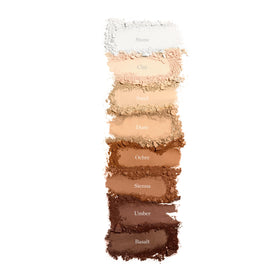 Ogee powder worn on model in natural light, soft-focus skin-perfecting effect