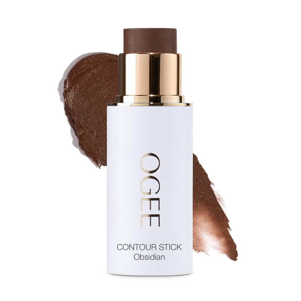 Ogee face stick front packaging showing matte deep bronze shade and certified organic benefit