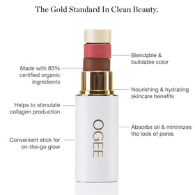 Ogee swatch on hand showing pearlescent peony shimmer benefit