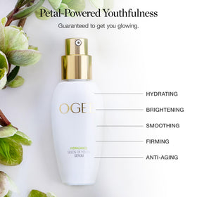 Ogee serum texture closeup showing lightweight gel for quick absorption
