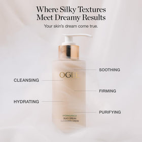 Ogee dispensing cream cleanser demonstrating gentle texture and easy use