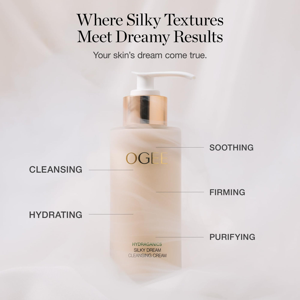 Ogee close-up of creamy texture highlighting smooth hydration and gentle feel