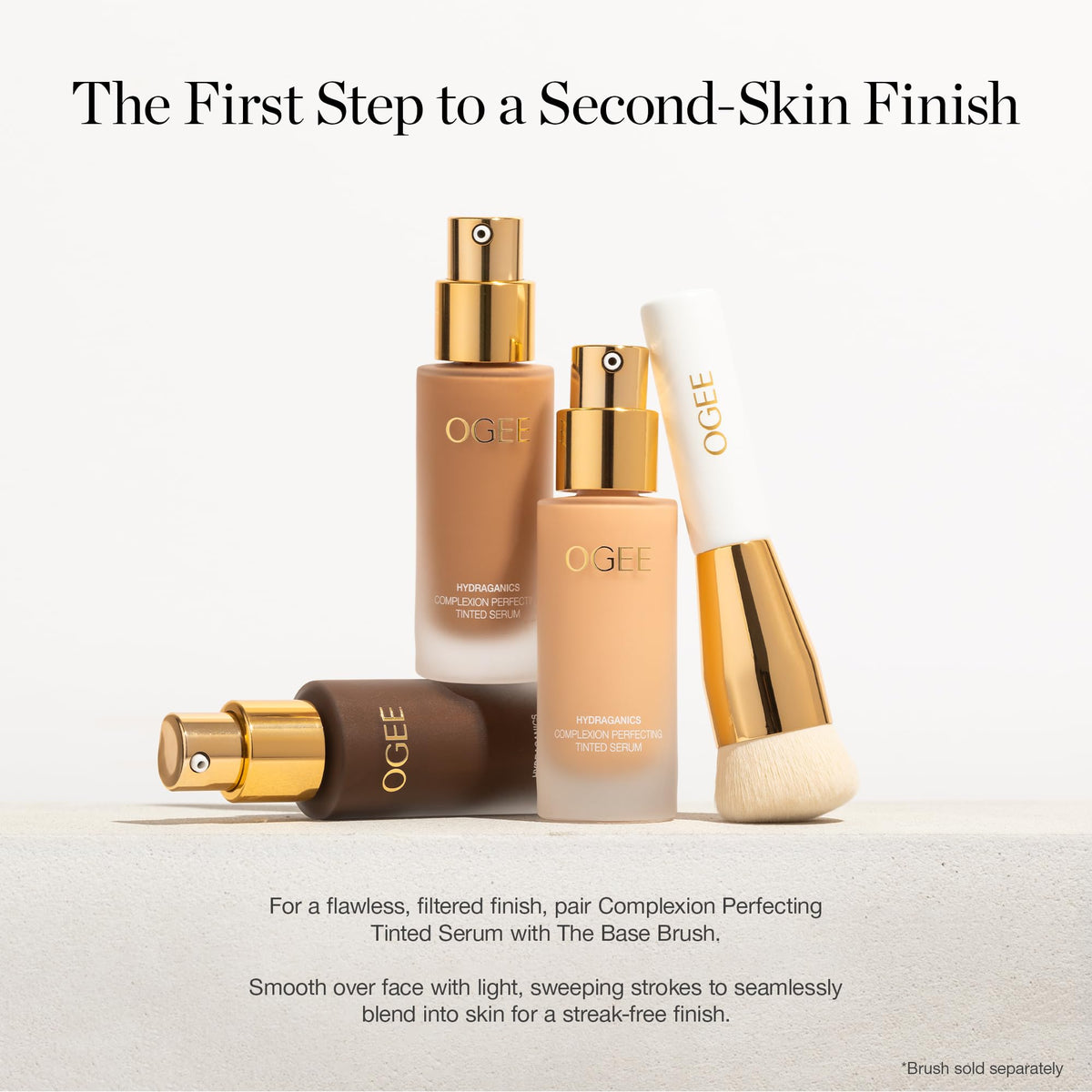 Ogee bottle next to coin illustrating compact size and travel-ready