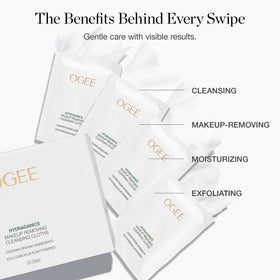 Ogee wipe removing eye makeup gently with jojoba oil hydration benefit