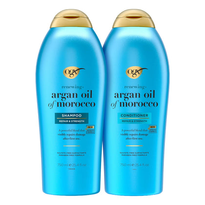 OGX front packaging showing bottles and benefits for repair