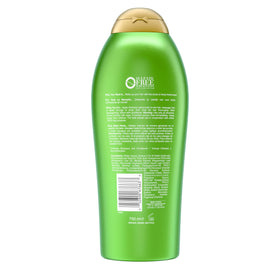 OGX bottle on bathroom shelf evoking fresh routine and minty aroma